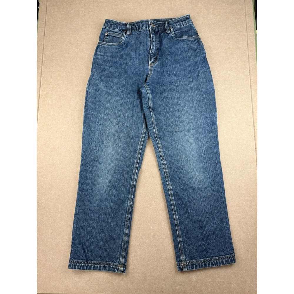 Duluth Trading Jeans Women 6x29 Blue Utility Cargo Straight Mid Rise Workwear